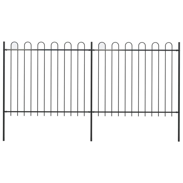 vidaXL Clôture de jardin avec dessus en cerceau Acier 3 4 x 1 5 m Noir