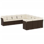 vidaXL Salon de jardin et coussins 11 Pièces marron résine tressée