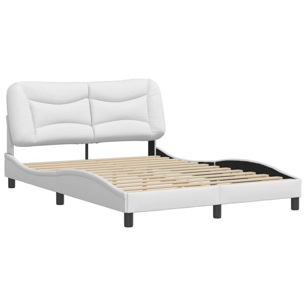 vidaXL Cadre de lit avec tête de lit Blanc 140x200 cm Similicuir