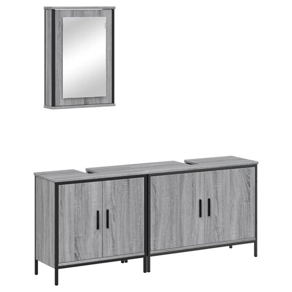 vidaXL Ensemble de meubles de salle de bain 3 Pièces Sonoma gris