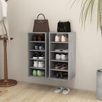 vidaXL Armoires à chaussures 2 Pièces Gris béton Bois d'ingénierie
