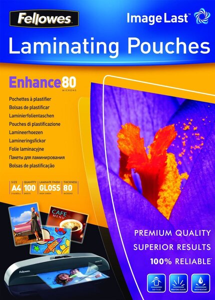 Pack de 100 Pochette à plastifier, A4, brillante, 160 microns (2x80) FELLOWES