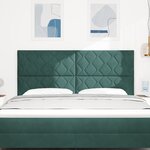 vidaXL Tête de Lit LED Vert Foncé Ensemble de 3 Vert Foncé Tissu  Bois