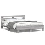 vidaXL Cadre de lit avec LED sans matelas sonoma gris 140x190 cm