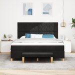 vidaXL Lit à ressorts avec matelas et banc noir 180x200 cm tissu