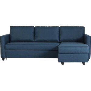 Canapé d'angle convertible réversible 3 places CATS - Tissu bleu - 222 x 150 x 86 cm