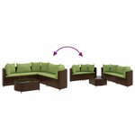 vidaXL Salon de jardin avec coussins 6 Pièces marron résine tressée