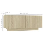 vidaXL Meuble TV avec lumières LED Chêne sonoma 200x35x40 cm