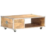 vidaXL Table basse 89x59x33 cm Bois massif de manguier brut