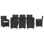 vidaXL Set de salle à manger de jardin 9 pièces avec coussins en rattan noir