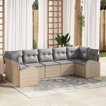 vidaXL Ensemble de canapé de jardin 7 pièces avec coussins en poly rattan beige