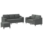 vidaXL Ensemble de canapés 3 Pièces coussins gris foncé tissu