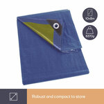 Perel Bâche  résistant  36 œillets  angles renforcés  rectangulaire  bleu/vert  110 g/m²  8 x 10 m