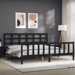 vidaXL Cadre de lit avec tête de lit noir 200x200 cm bois massif