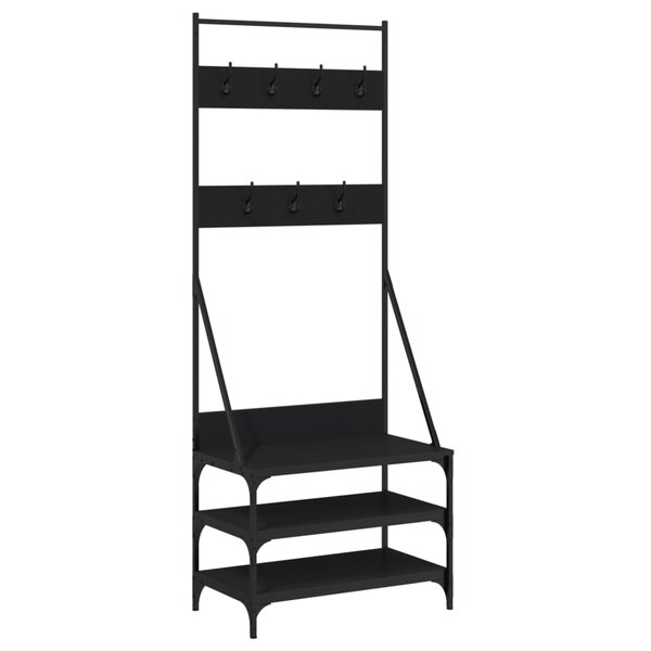vidaXL Porte-vêtements et rangement des chaussures noir 70x40x184 cm