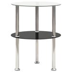 vidaXL Table d'appoint 2 niveaux Transparent et noir 38cm Verre trempé