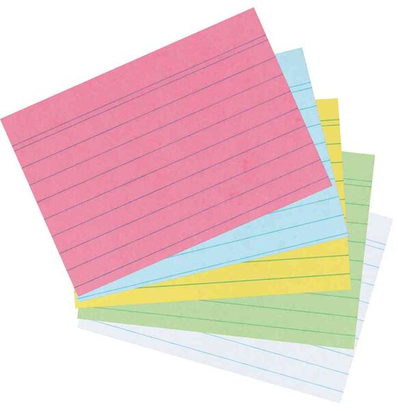 Pqt de 200 Fiches Bristol 170g A7 Ligné Assorties 4 Couleurs x50 HERLITZ