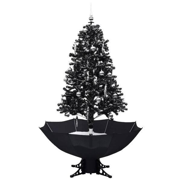 vidaXL Arbre de Noël neigeux avec base de parapluie Noir 170 cm PVC