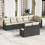 vidaXL Ensemble de Canapés de Jardin 8 pièces avec Coussins Noir Poly Rotin