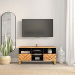 vidaXL Meuble TV marron et noir 100x33 5x46 cm bois massif de manguier