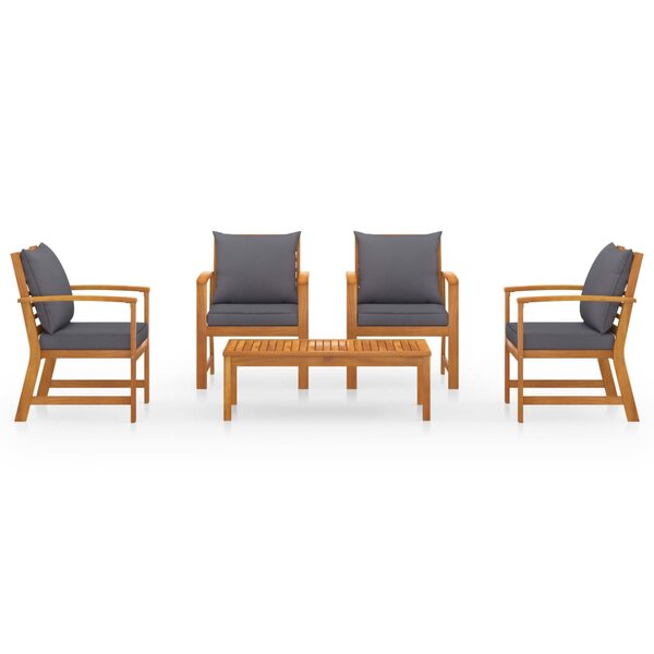 Salon de jardin meuble d'extérieur ensemble de mobilier 5 pièces avec coussin bois d'acacia solide 02_0016287