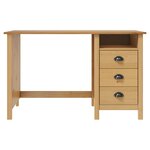 Bureau table poste de travail meuble d'ordinateur informatique étude avec 3 tiroirs 120 x 50 x 74 cm pin solide brun 02_0023859