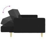 vidaXL Canapé-lit à 2 places avec repose-pied noir tissu