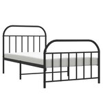 vidaXL Cadre de lit métal sans matelas et pied de lit noir 100x200 cm