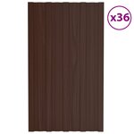 vidaXL Panneaux de toiture 36 Pièces Acier galvanisé Marron 80x45 cm