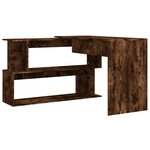 Bureau table poste de travail meuble d'ordinateur informatique étude d'angle chêne fumé 200 x 50 x 76 cm bois d'ingénierie brun 02_0023673
