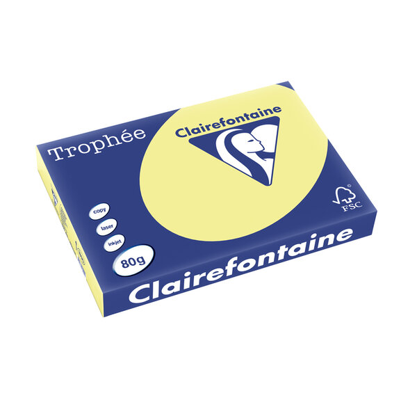 Ramette 500 Feuilles Papier 80g A3 420x297 mm Certifié FSC JONQUILLE TROPHÉE