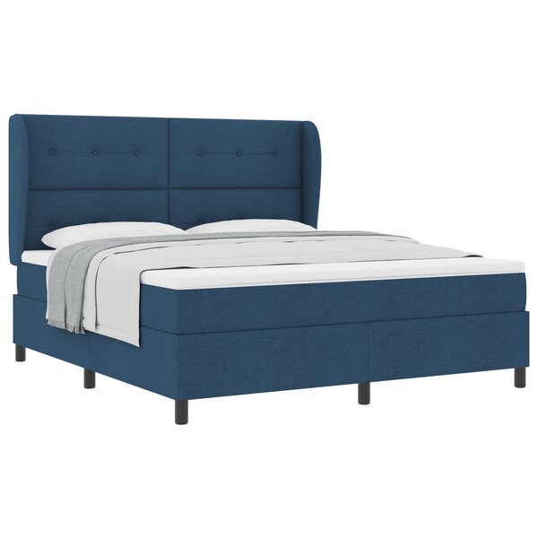 Lit à ressort bleu vidaXL avec matelas  180x200 cm  tissu