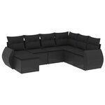 vidaXL Salon de jardin 7 Pièces avec coussins noir résine tressée