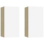 vidaXL Meubles TV 2 Pièces Blanc et chêne sonoma Bois d’ingénierie
