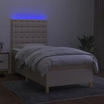 vidaXL Sommier à lattes de lit et matelas et LED Crème 80x200cm Tissu