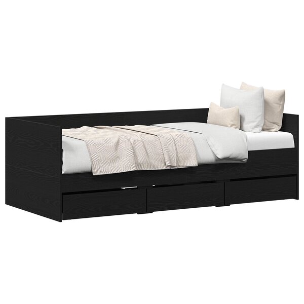 vidaXL Lit de jour Chêne noir Bois d'ingénierie 90 x 190 cm Durable