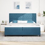 Lit à ressort vidaXL avec matelas et LED Bleu foncé 200x200 cm Velours