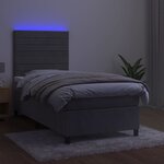 vidaXL Sommier à lattes de lit matelas LED Gris clair 90x190cm Velours