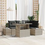 vidaXL Set de canapé de jardin 5 pièces avec coussins gris clair en poly rotin