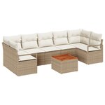 vidaXL Ensemble de canapé de jardin 8 pièces avec coussins beige poly rotin acacia