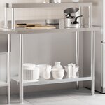 vidaXL Table de travail de cuisine avec étagère 110x55x120 cm inox