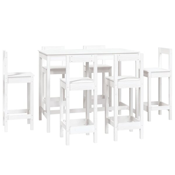 vidaXL Ensemble de bar 7 Pièces Blanc Bois de pin massif