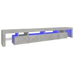 vidaXL Meuble TV avec lumières LED Gris béton 260x36 5x40 cm