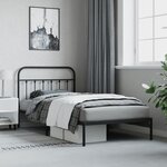 vidaXL Cadre de lit métal avec tête de lit noir 107x203 cm