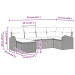 vidaXL Ensemble de canapé de jardin 6 pièces avec coussins noir poly rattan