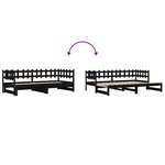 vidaXL Lit coulissant Noir 2x(80x200) cm Bois de pin massif