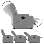 vidaXL Fauteuil de massage inclinable Gris clair Tissu