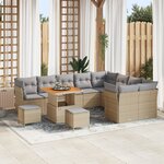 Ensemble de canapé de jardin vidaXL 12 pièces avec coussins beige en rotin poly acacia
