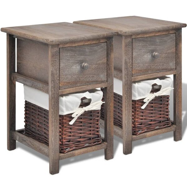 vidaXL Table de chevet 2 Pièces Bois Marron