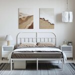 vidaXL Cadre de lit métal sans matelas et tête de lit blanc 135x190 cm